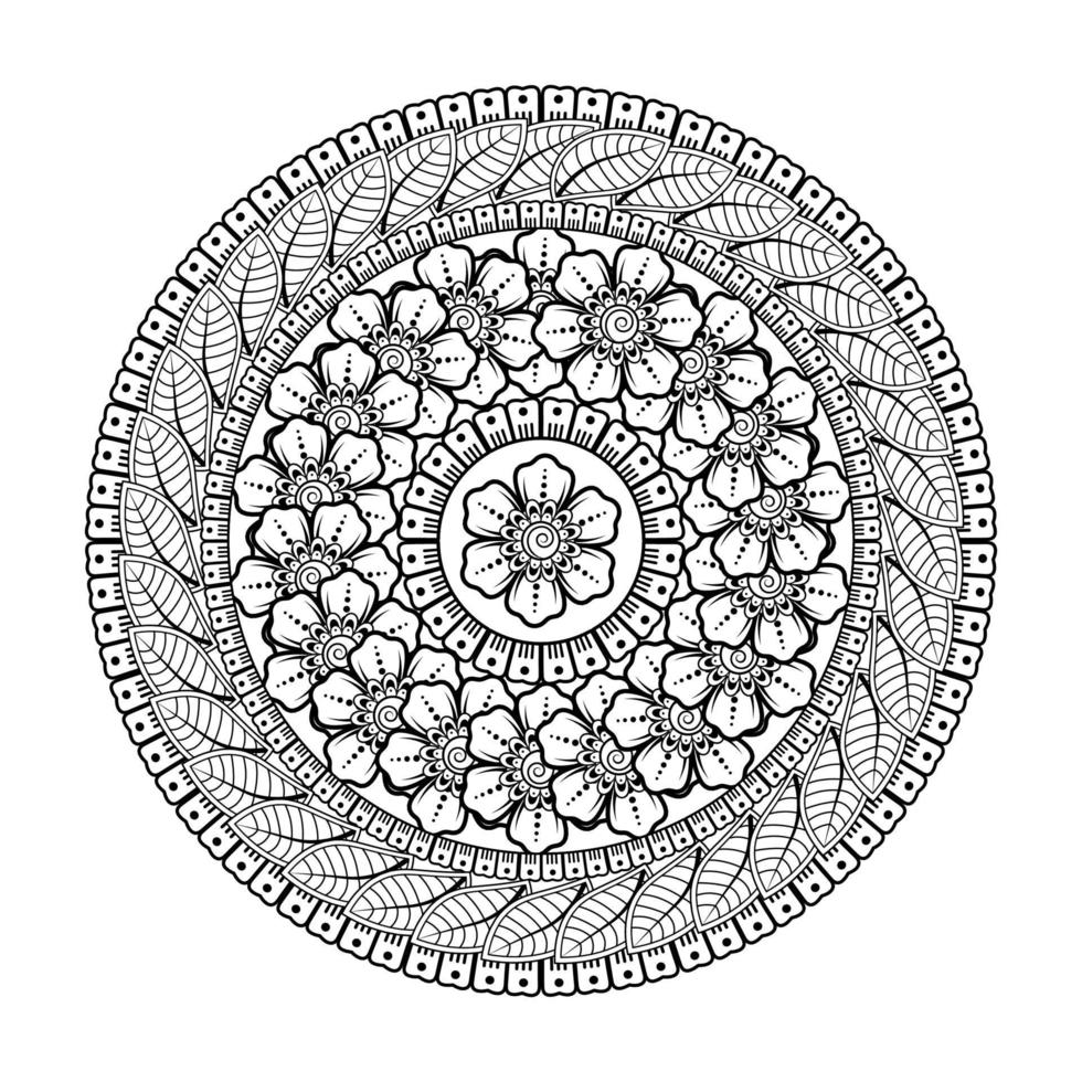 Circular pattern in the form of mandala with flower for henna, mehndi. vector