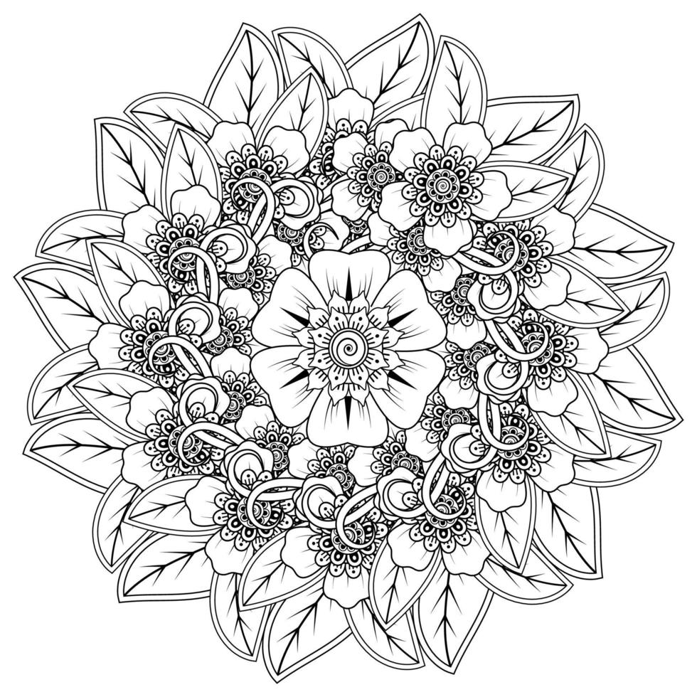 Circular pattern in the form of mandala with flower for henna, mehndi. vector