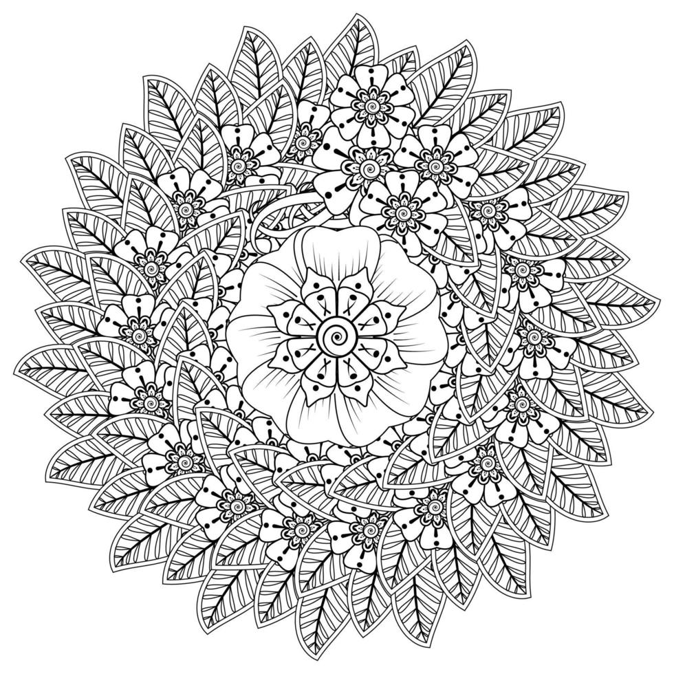 patrón circular en forma de mandala con flor para henna, tatuaje. vector