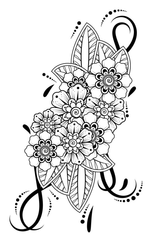 flor mehndi para henna, mehndi, tatuaje, decoración vector