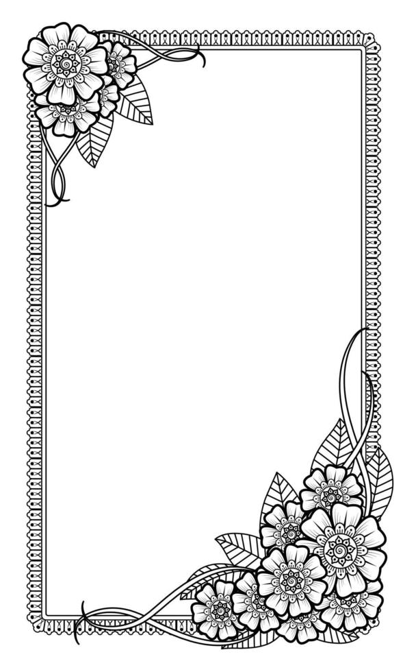 flor mehndi para henna, mehndi, tatuaje, decoración vector