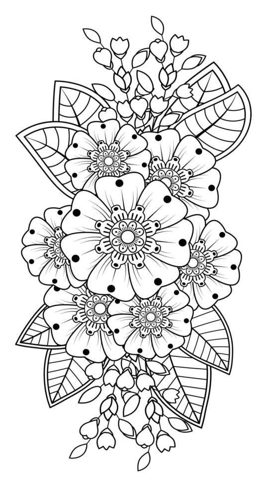 flor mehndi para henna, mehndi, tatuaje, decoración vector