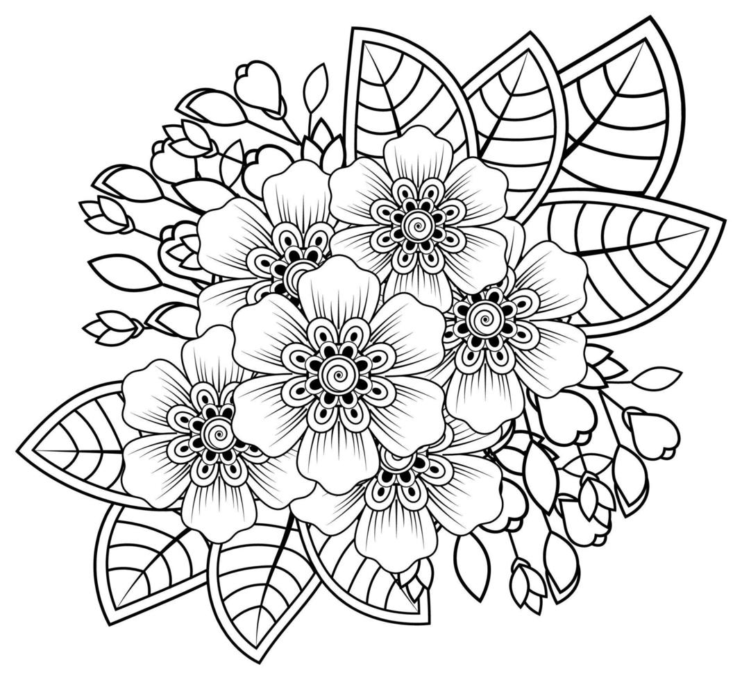 Mehndi flower for henna, mehndi, tattoo, decoration vector