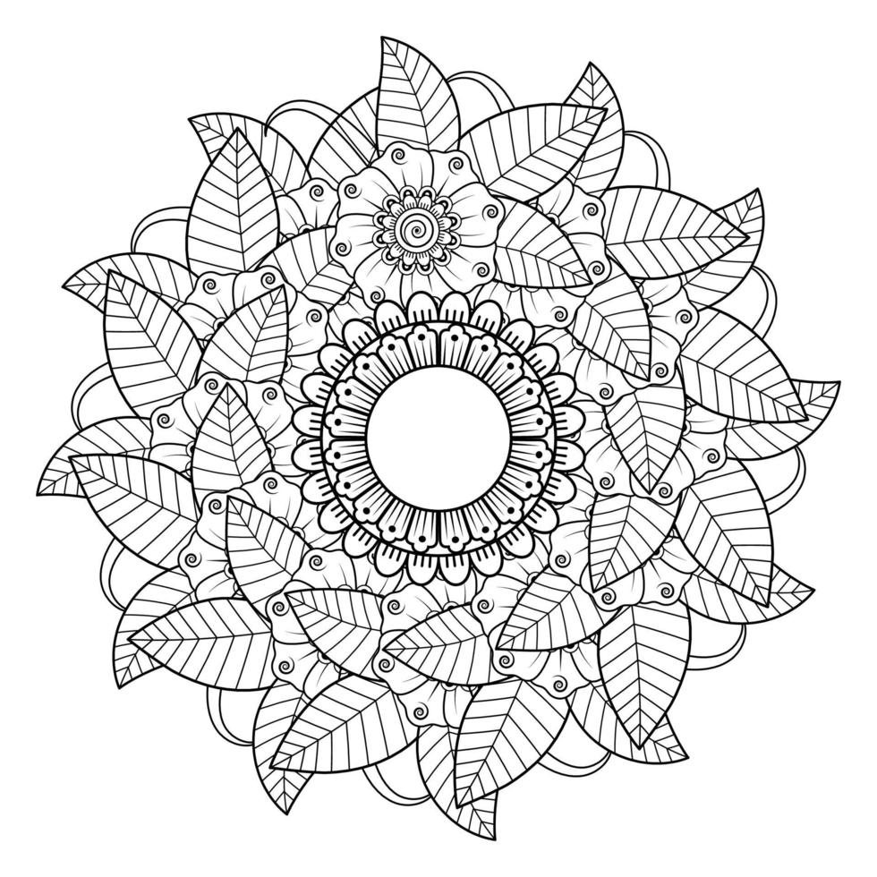 patrón circular en forma de mandala con flor para henna, mehndi vector