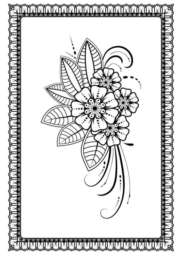 flor mehndi para henna, mehndi, tatuaje, decoración vector