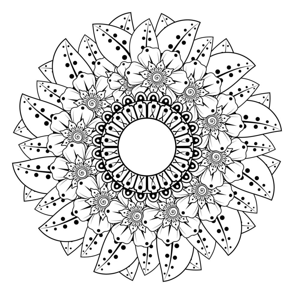 Circular pattern in the form of mandala with flower for henna, mehndi vector