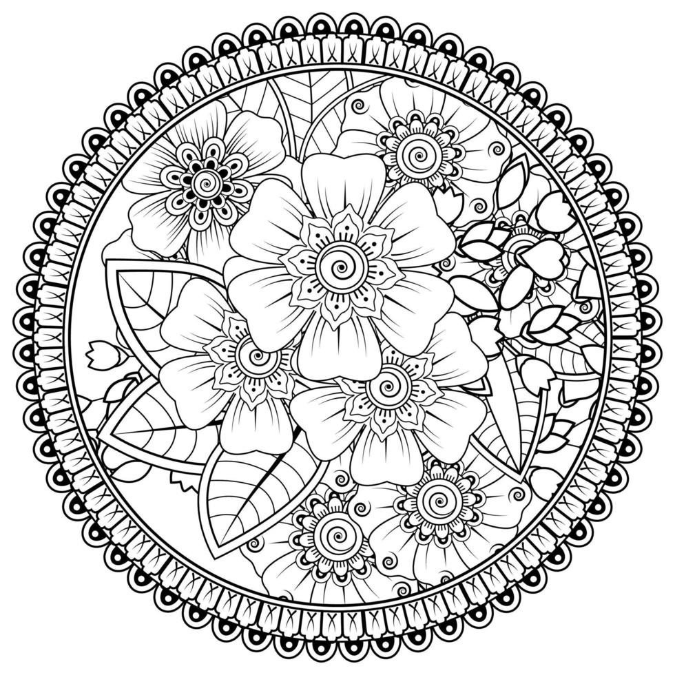 flor mehndi para henna, mehndi, tatuaje, decoración vector