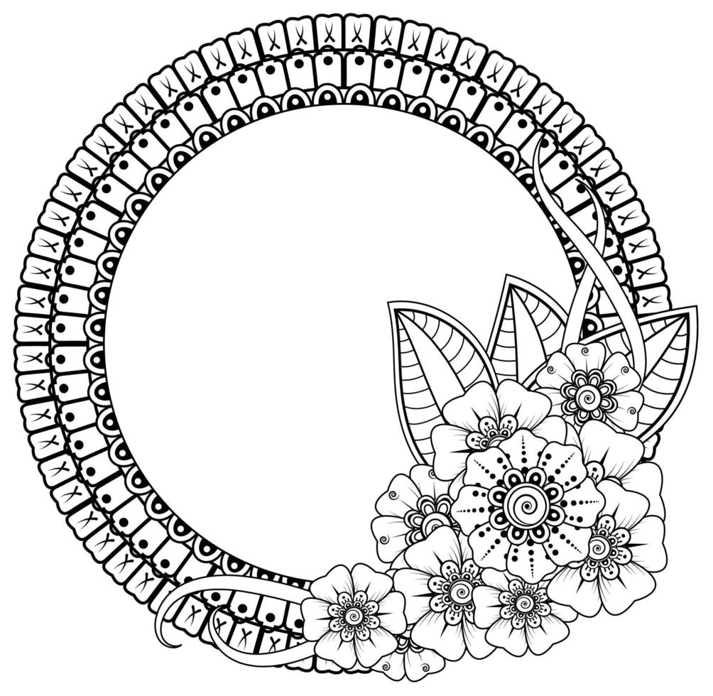 flor mehndi para henna, mehndi, tatuaje, decoración vector