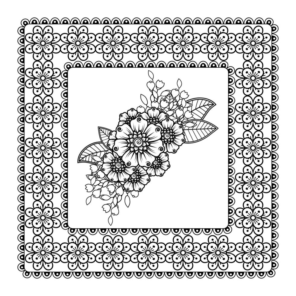 Mehndi flower for henna, mehndi, tattoo, decoration. vector