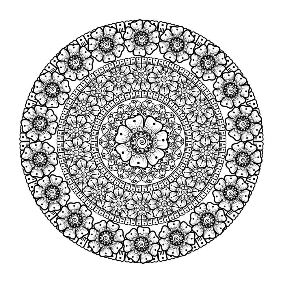 patrón circular en forma de mandala con flor para henna, tatuaje. vector