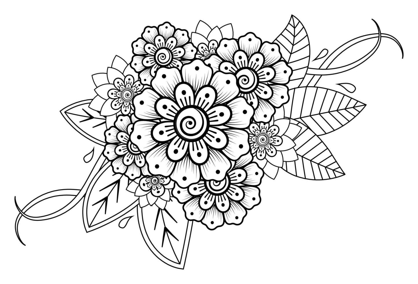 flor mehndi para henna, mehndi, tatuaje, decoración vector