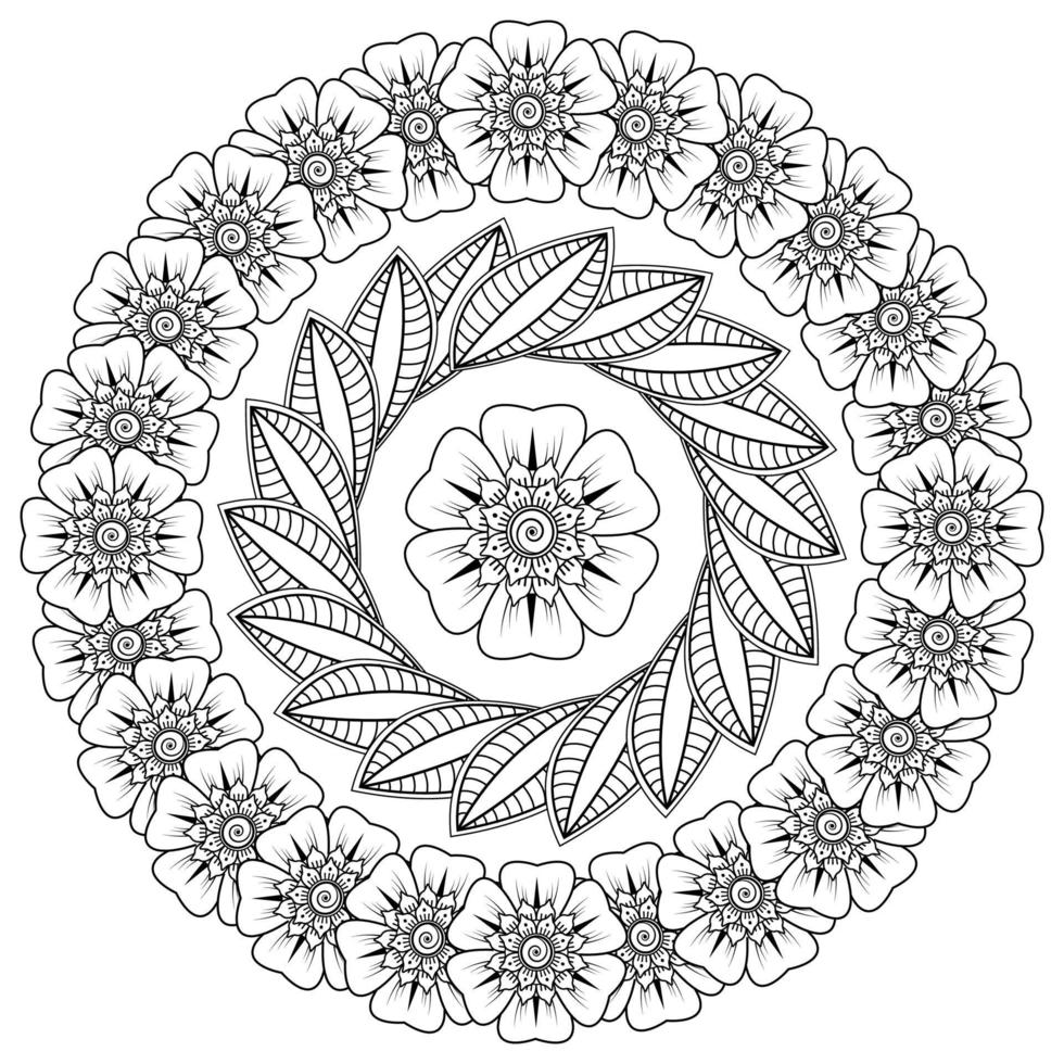 Circular pattern in the form of mandala with flower for henna, mehndi vector