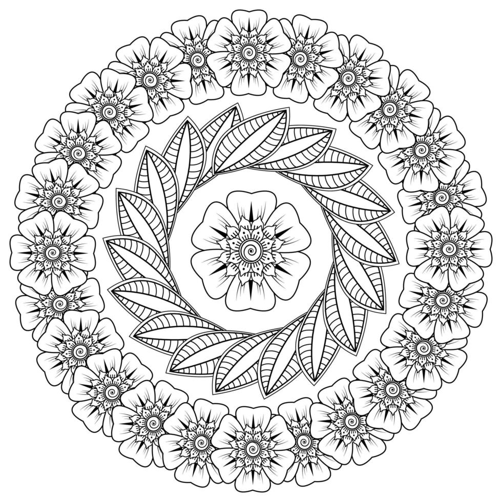 patrón circular en forma de mandala con flor para henna, mehndi vector