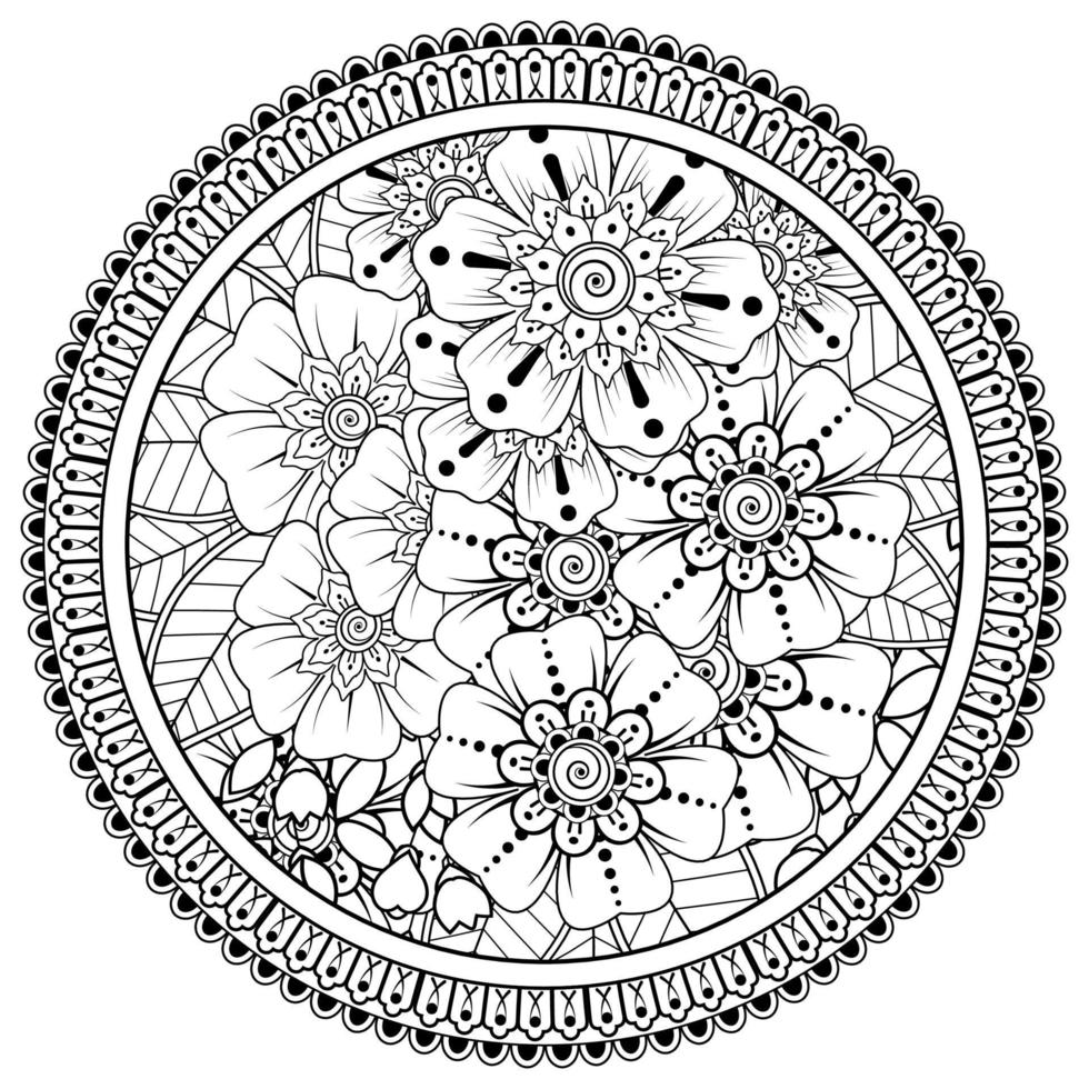 Circular pattern in the form of mandala with flower for henna, mehndi vector