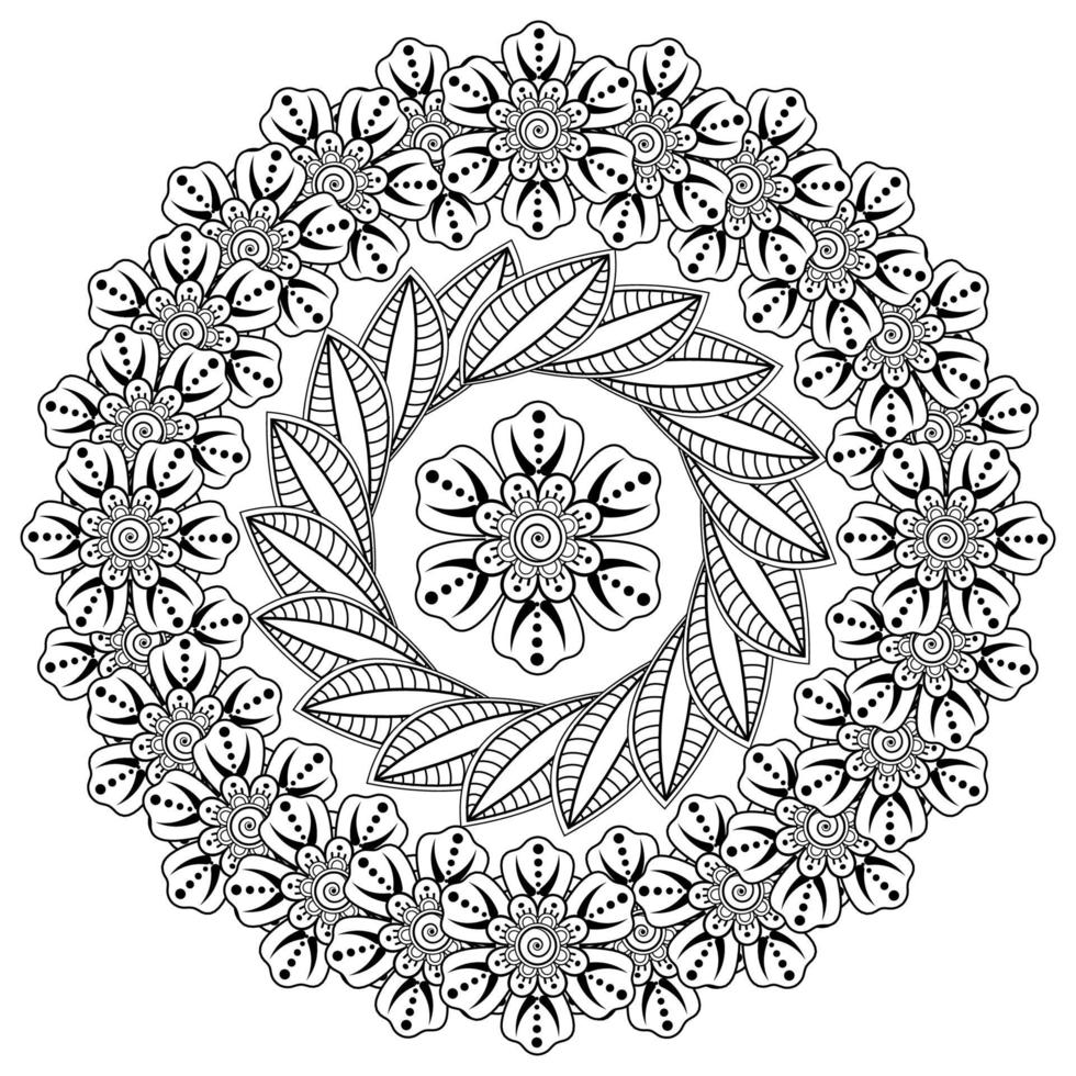 patrón circular en forma de mandala con flor para henna, mehndi vector