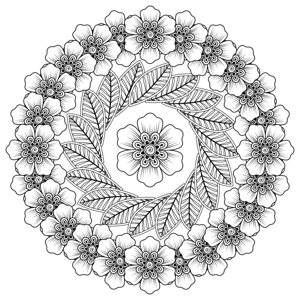 Circular pattern in the form of mandala with flower for henna, mehndi vector