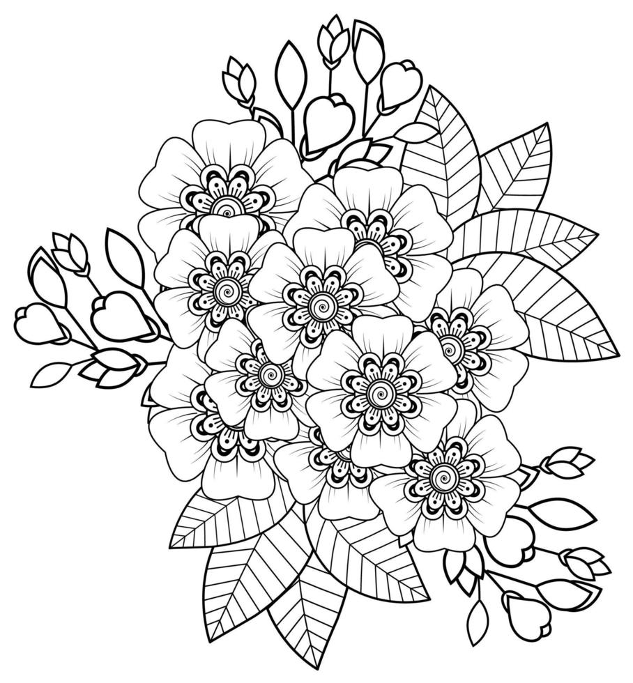 Mehndi flower for henna, mehndi, tattoo, decoration vector