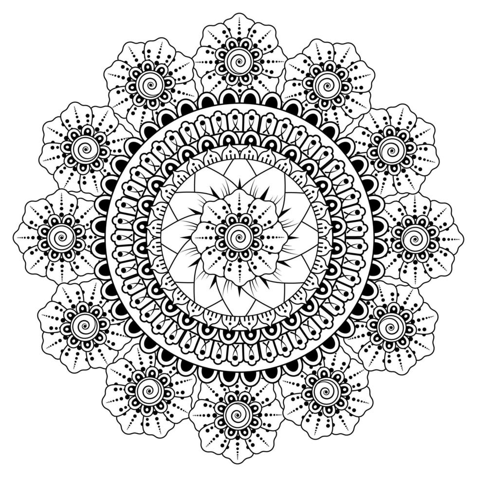 Circular pattern in the form of mandala with flower for henna, mehndi vector