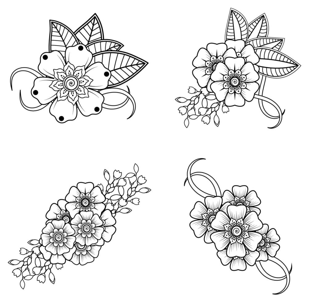 Mehndi flower for henna, mehndi, tattoo, decoration vector