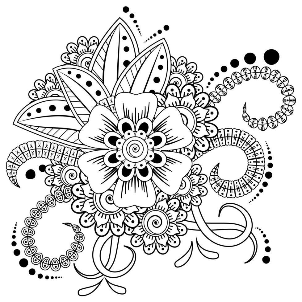 flor mehndi para henna, mehndi, tatuaje, decoración vector