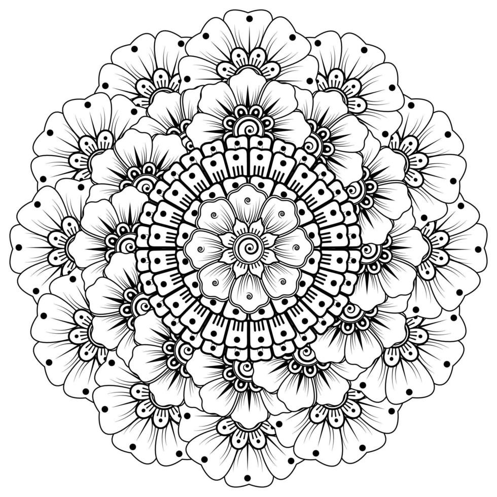 Circular pattern in the form of mandala with flower for henna, mehndi vector