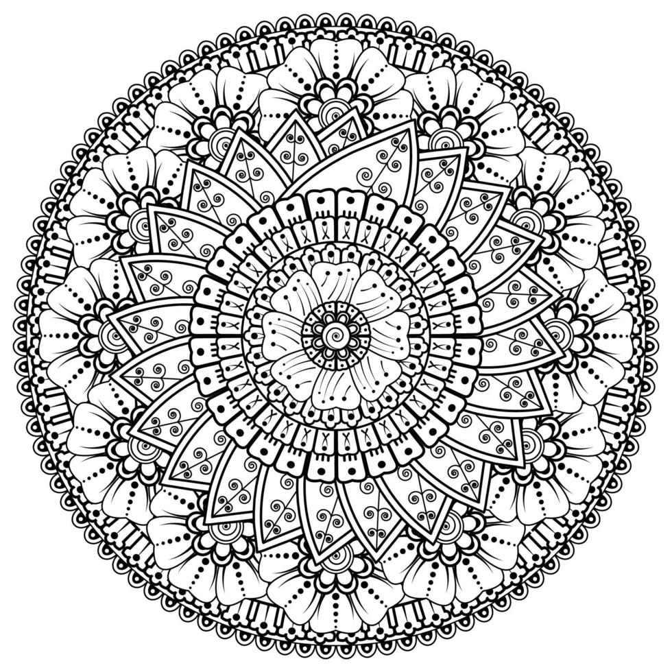 Circular pattern in the form of mandala with flower for henna, mehndi vector