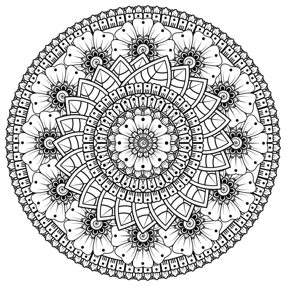 Circular pattern in the form of mandala with flower for henna, mehndi vector