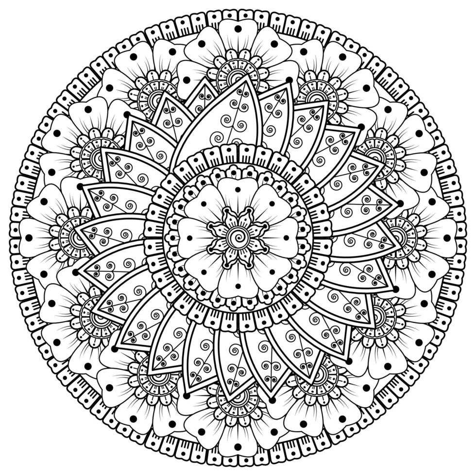 Circular pattern in the form of mandala with flower for henna, mehndi vector