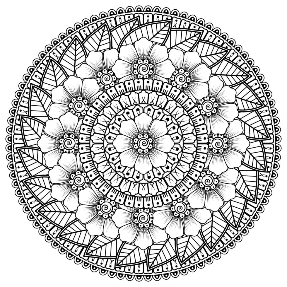 patrón circular en forma de mandala con flor para henna, mehndi vector