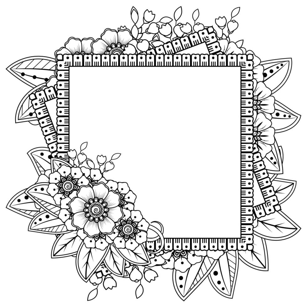 flor mehndi para henna, mehndi, tatuaje, decoración vector