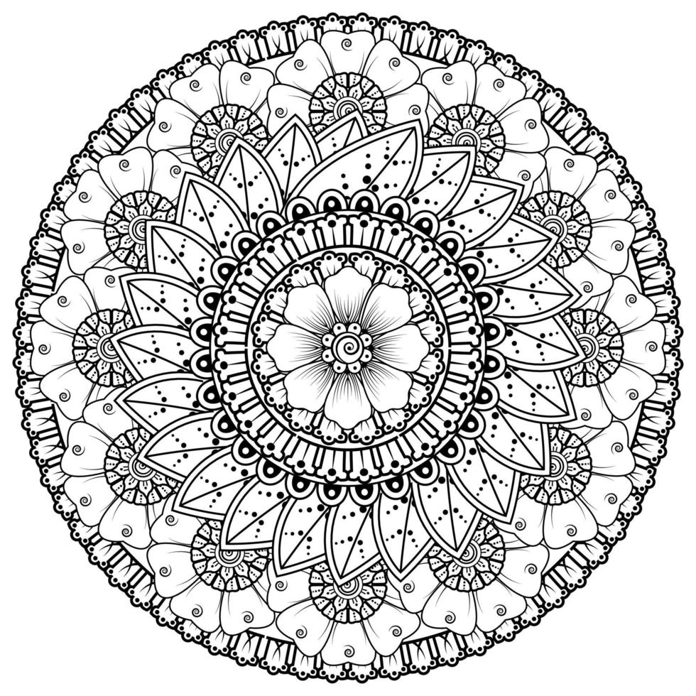 patrón circular en forma de mandala con flor para henna, mehndi vector