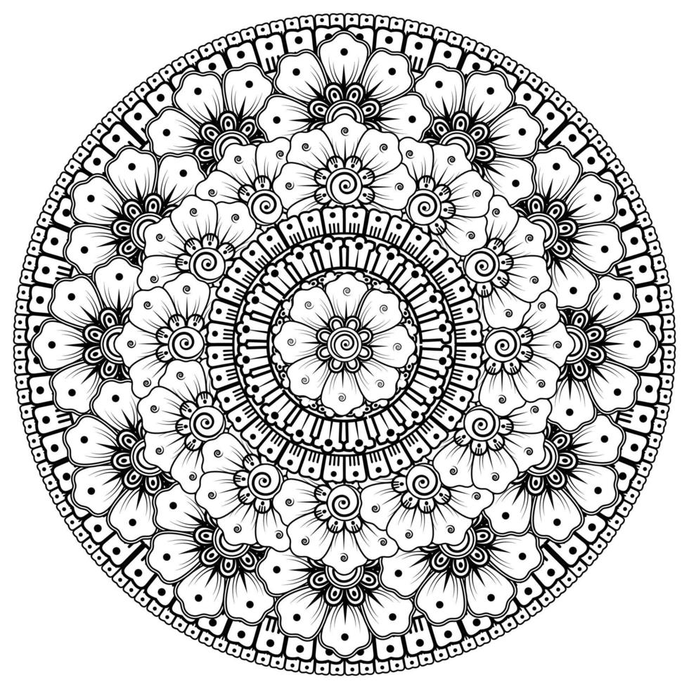 patrón circular en forma de mandala con flor para henna, mehndi vector