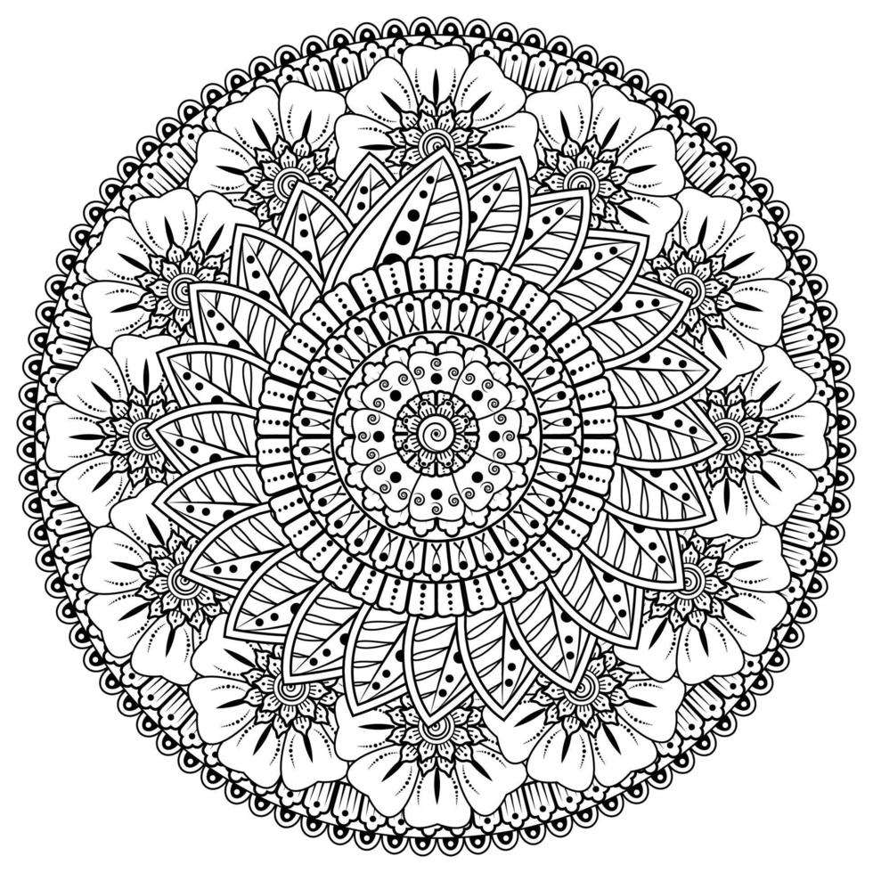 Circular pattern in the form of mandala with flower for henna, mehndi vector