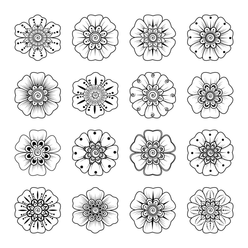 mehndi flower decorative ornament in ethnic oriental style vector