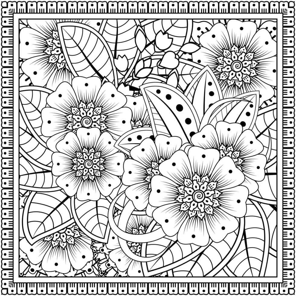 Adorno decorativo de flores mehndi en estilo étnico oriental vector