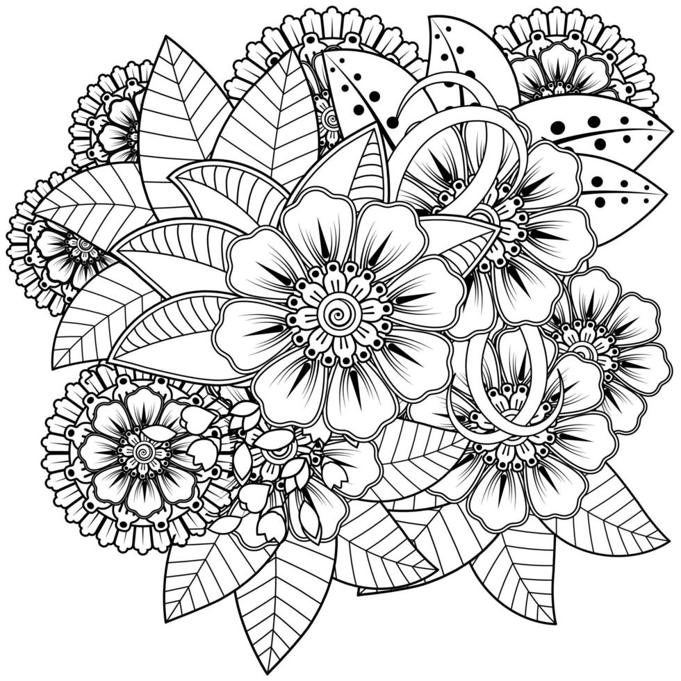 Adorno decorativo de flores mehndi en estilo étnico oriental vector