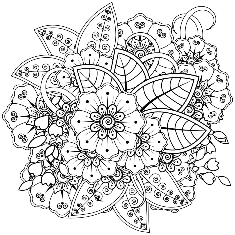 mehndi flower decorative ornament in ethnic oriental style vector