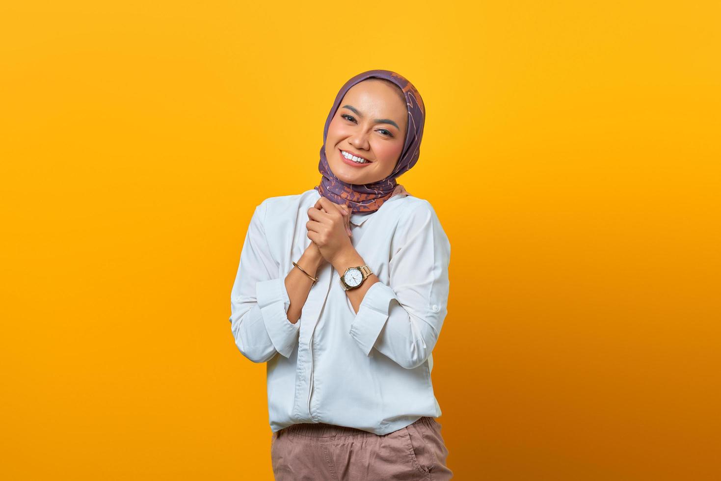 Portrait of happiness Asian woman with smiling face photo