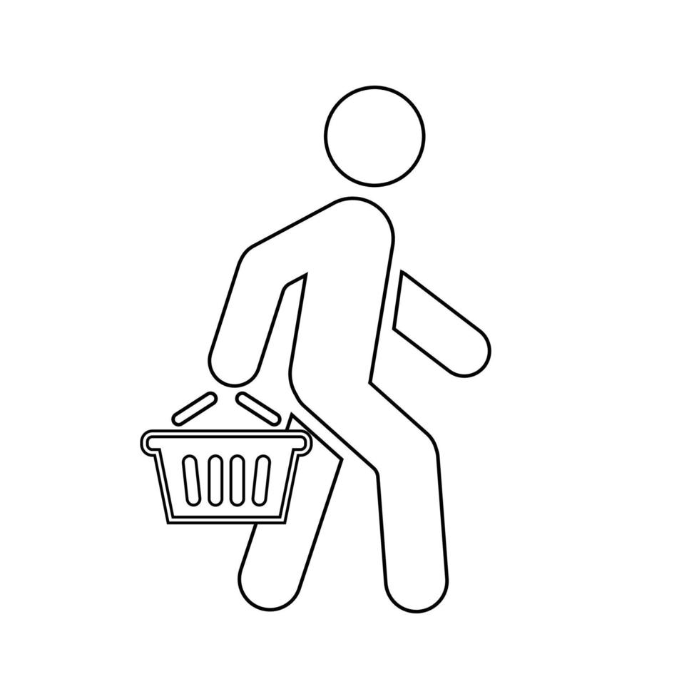 Walking man with shopping basket icon vector