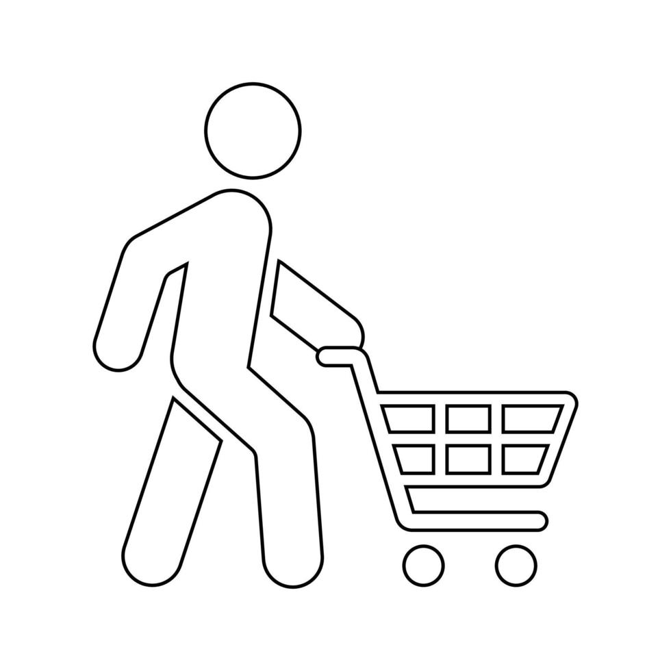 Walking man with shopping cart icon vector