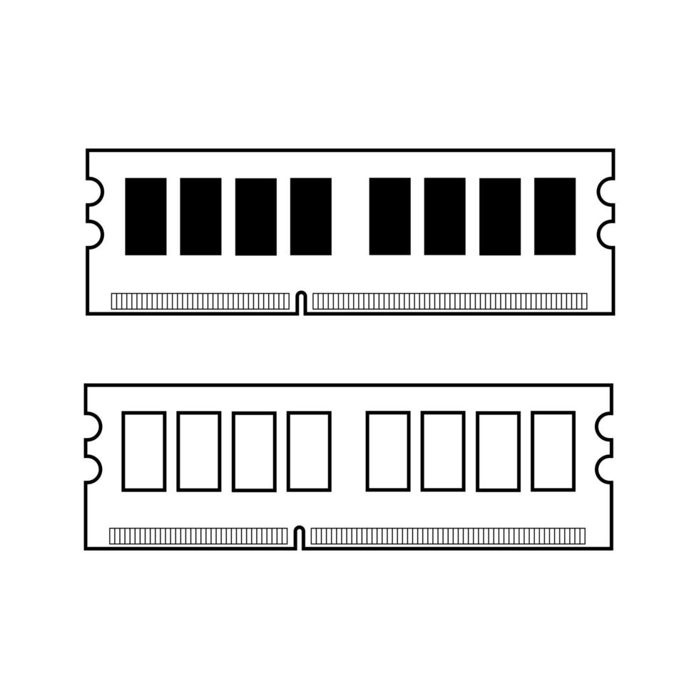 Ilustración simple del icono de componente de computadora personal ram vector