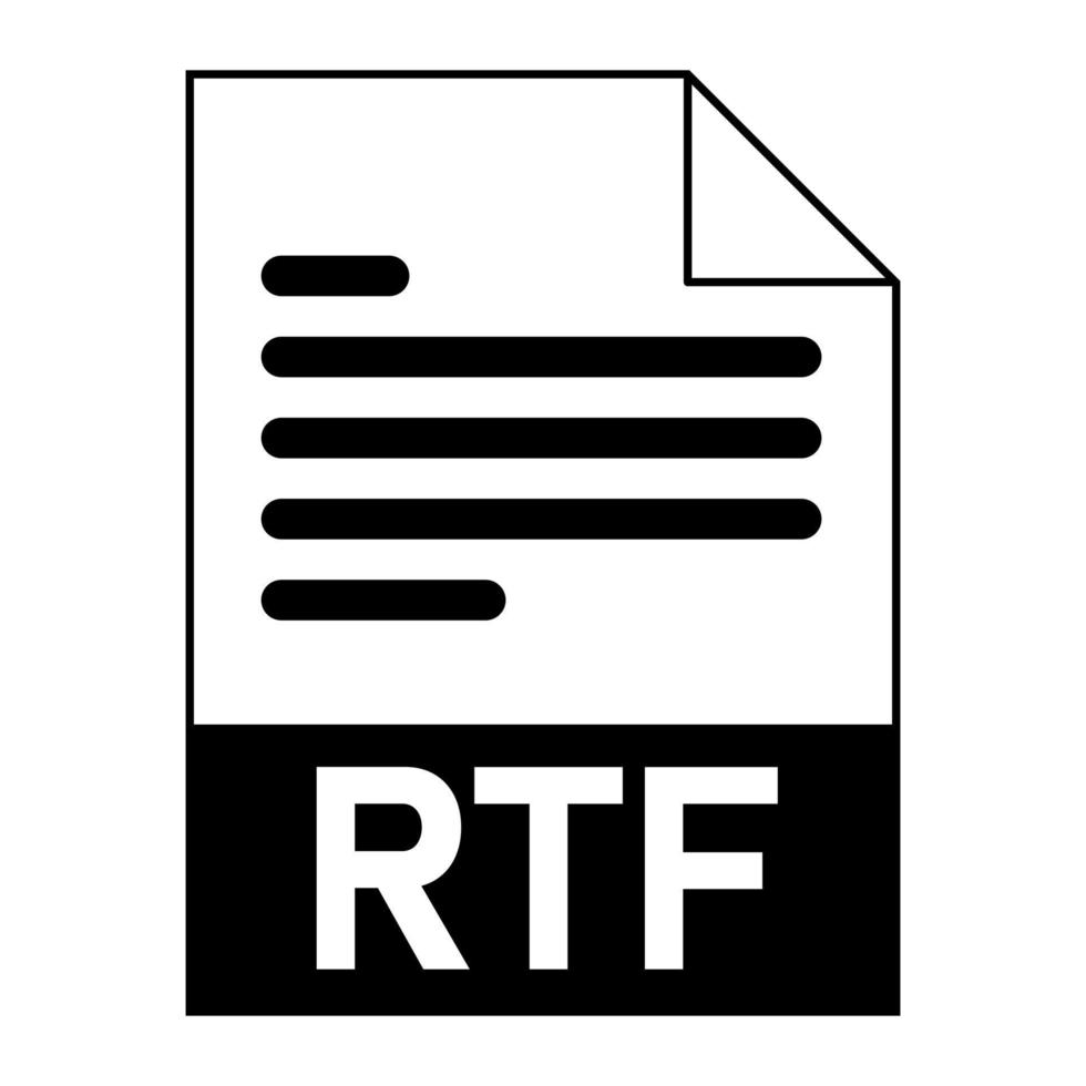 diseño plano moderno del icono de archivo rtf para web vector