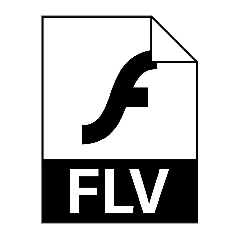 diseño plano moderno del icono de archivo flv para web vector
