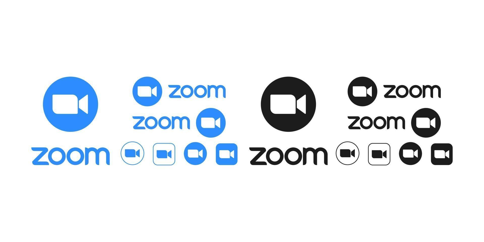 conjunto de iconos de la aplicación de reunión de videollamada de zoom vector