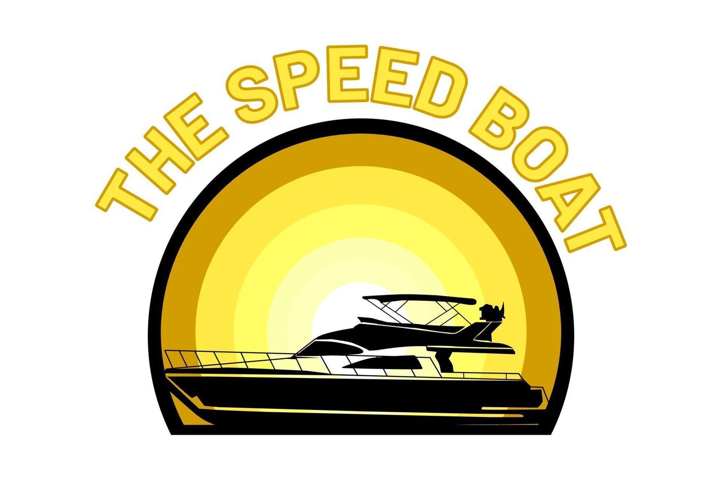 the speed boat silhouette retro design vector