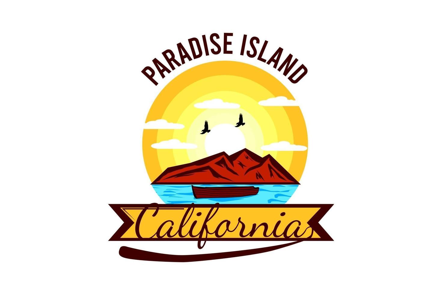 diseño retro de la isla paradisíaca vector