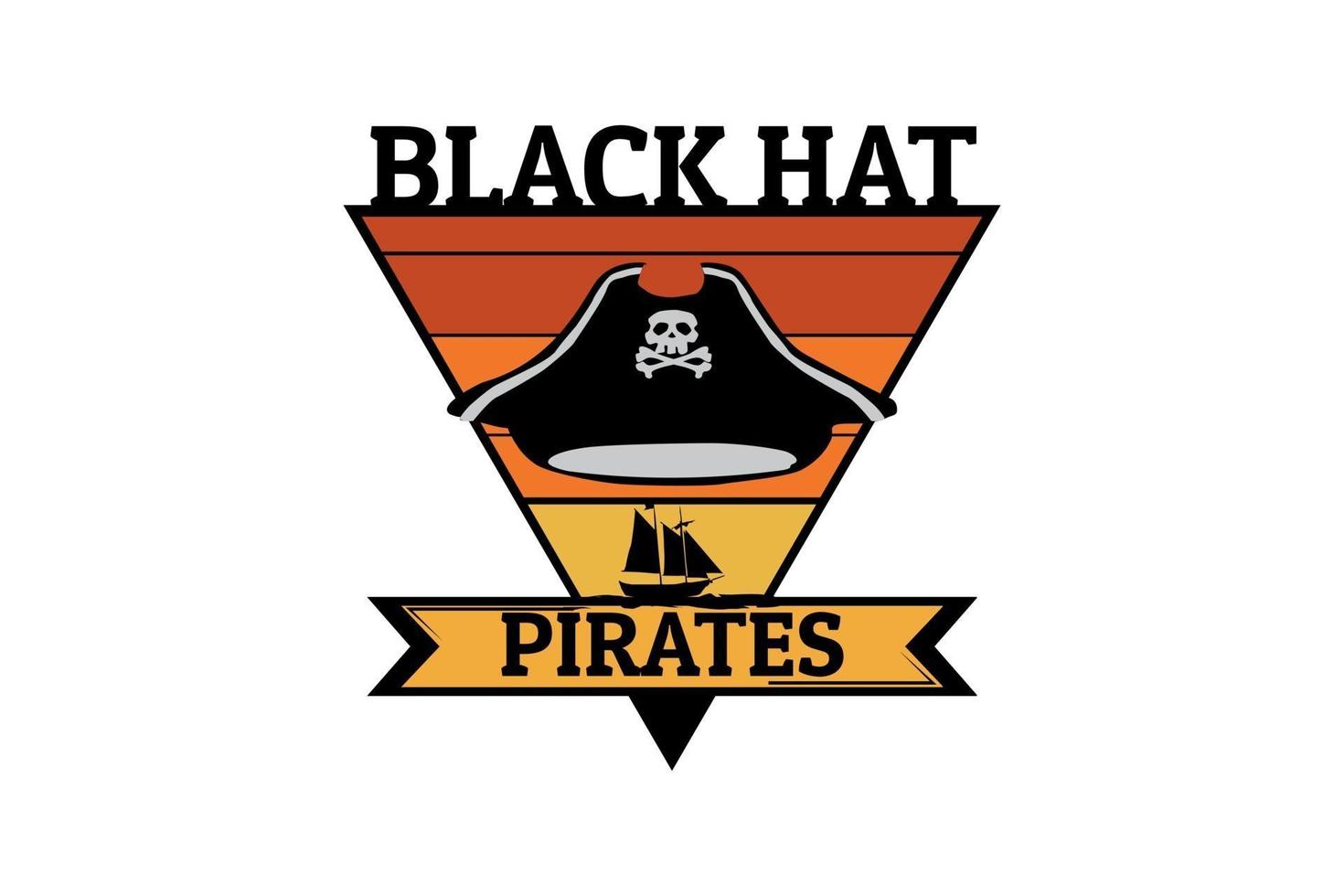 black hat pirates retro design vector