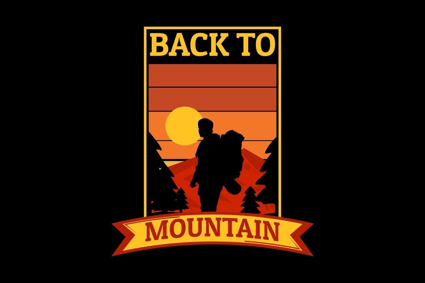 back to mountain silhouette retro design vector