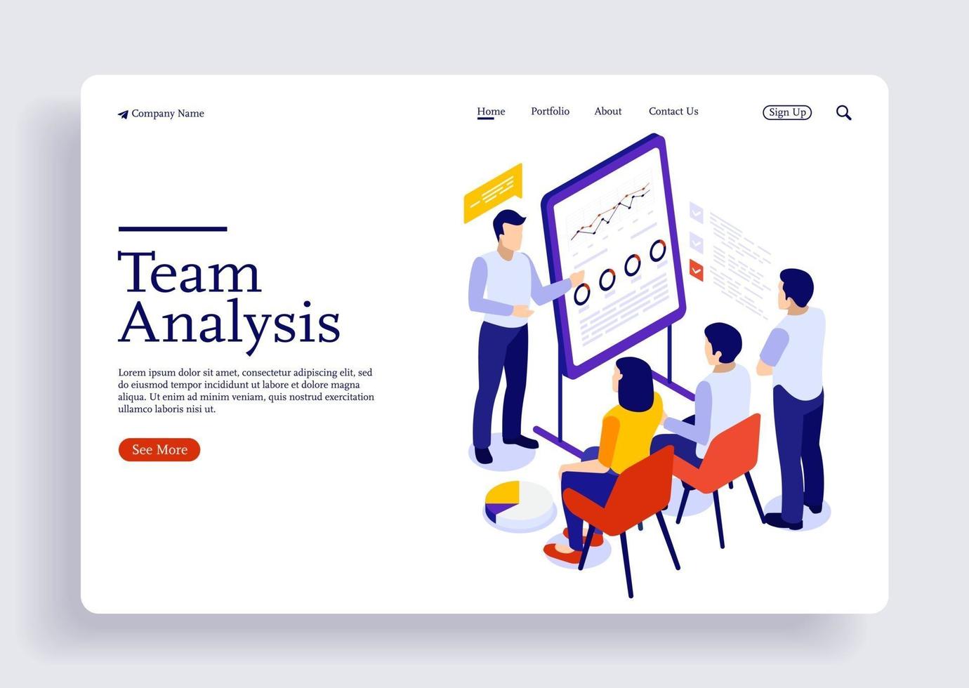 Project management and financial report analysis consulting team vector