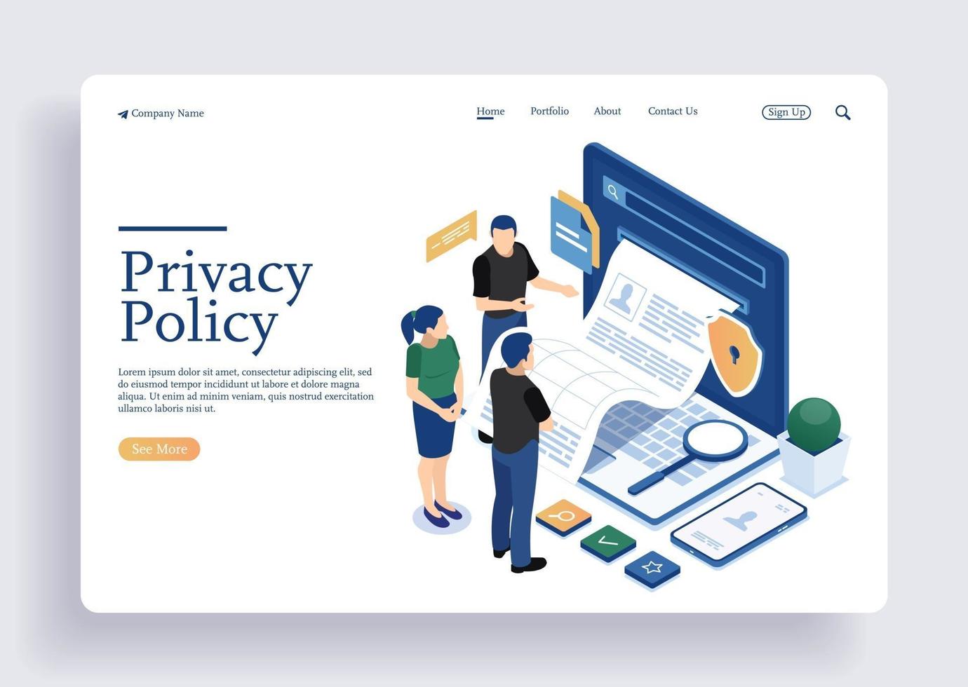 Team checking privacy policy and terms and conditions vector